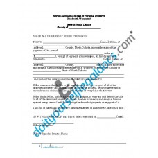 Bill of Sale of Personal Property - North Dakota (Warranty)